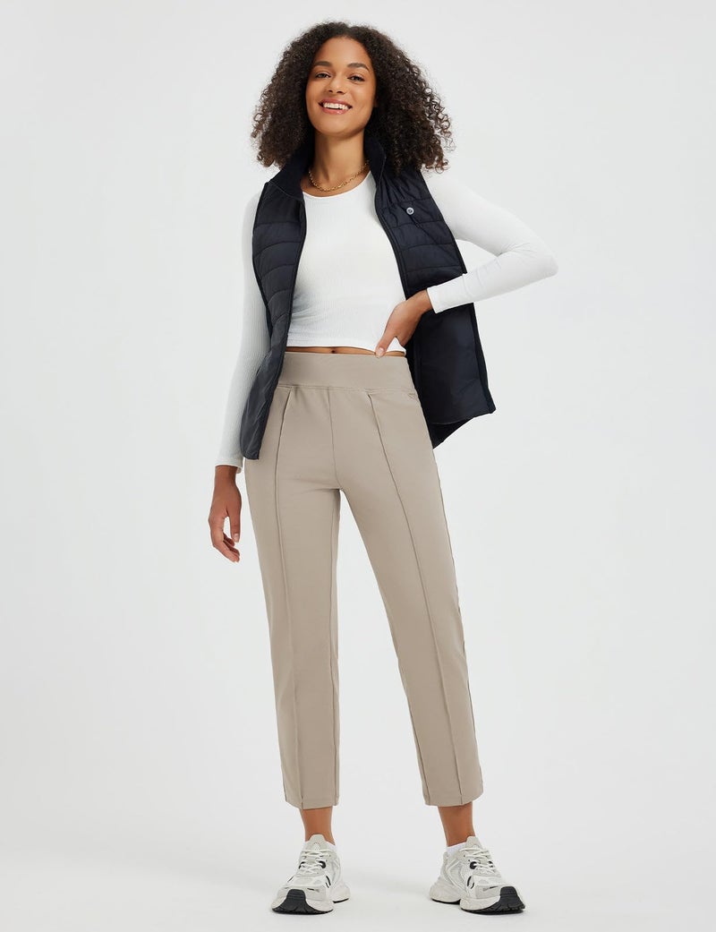 baleaf Womens Khaki Travel Pants Stretch Golf Pants with Pockets Petite Ankle Dressy Work Business Casual Slacks M - Image 3