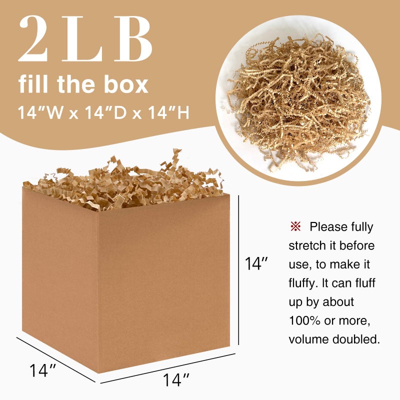Corlcol 2LB Crinkle Cut Paper Shred Filler for Bag Gift Box Basket Confetti Paper Shreded Stuffing Decoration for Christmas Day Holiday Party(Kraft) - Image 2