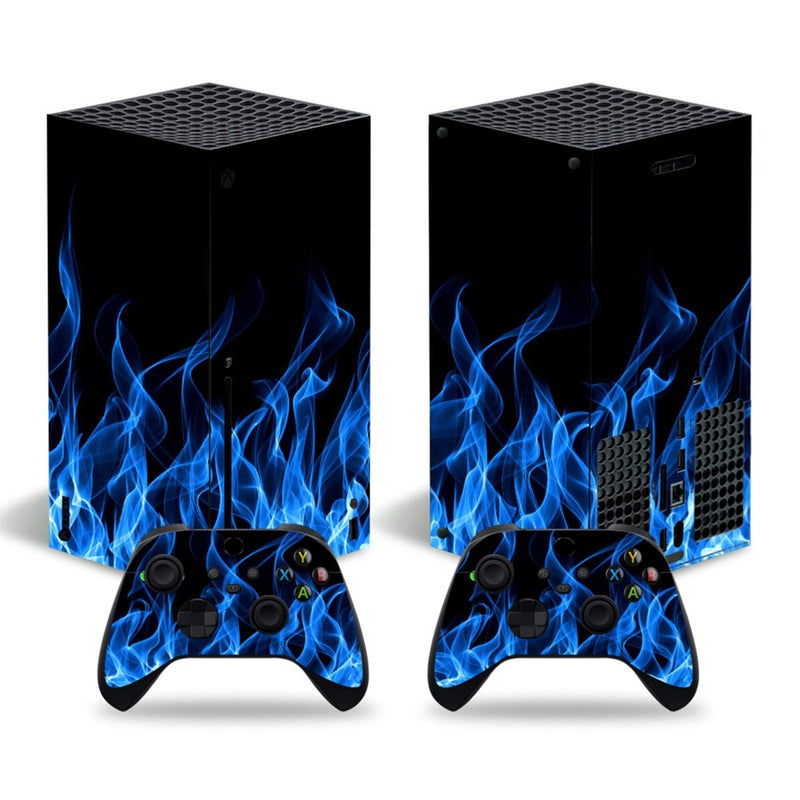 Asokex Xbox Series X Stickers Full Body Vinyl Skin Decal Protective Cover for Microsoft Xbox Series X Console and Controllers (Blue fire) - Image 4