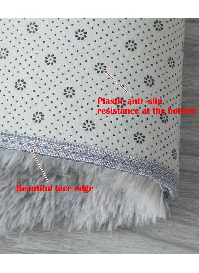 ZCM-HAPPY Interior Decoration Luxurious Modern Furry Rug Fluffy Soft Bedroom Rug 80x160CM, Polyester, Rectangle  - Image 4