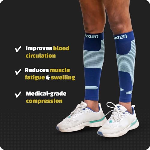 Sorgen Sports Compression Calf Sleeves | 20-30 mm Hg | Ideal for Running, Cycling, Marathons, Athletics & Indoor Training | Helps Reduce Leg Cramps | Boosts Performance & Aids Recovery | Comfortable, Durable & Supportive (Navy Blue, L/XL) - Image 5