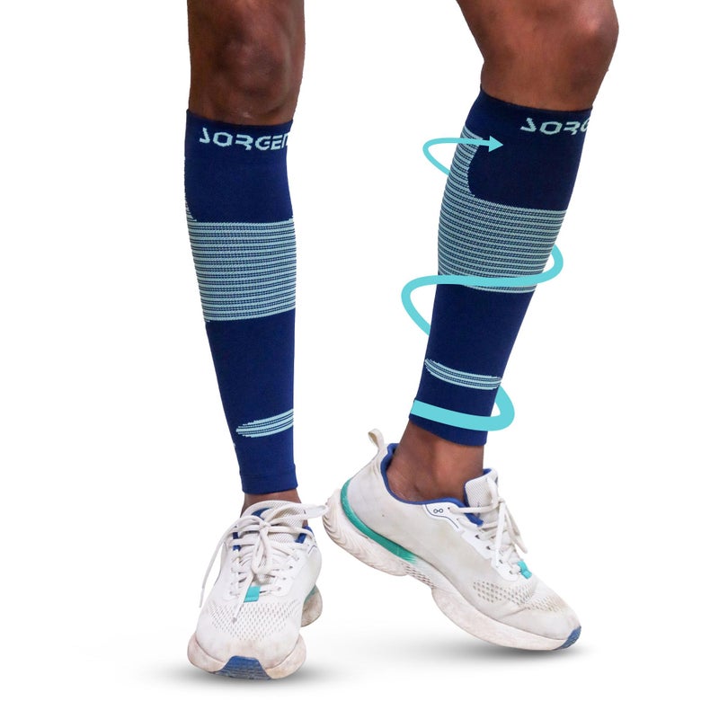 Sorgen Sports Compression Calf Sleeves | 20-30 mm Hg | Ideal for Running, Cycling, Marathons, Athletics & Indoor Training | Helps Reduce Leg Cramps | Boosts Performance & Aids Recovery | Comfortable, Durable & Supportive (Navy Blue, L/XL) - Image 3