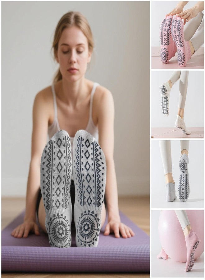 BISOUSOX Grip Socks Pilates Socks, Grippy Sock Woman Yoga Slipper Non Slip Ankle Sticky Sock Barre Ballet Hospital - Image 3