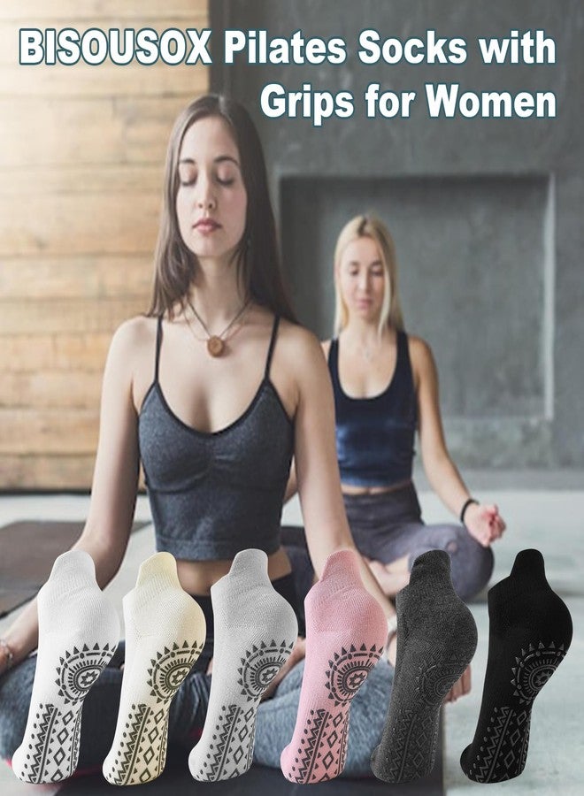 BISOUSOX Grip Socks Pilates Socks, Grippy Sock Woman Yoga Slipper Non Slip Ankle Sticky Sock Barre Ballet Hospital - Image 2