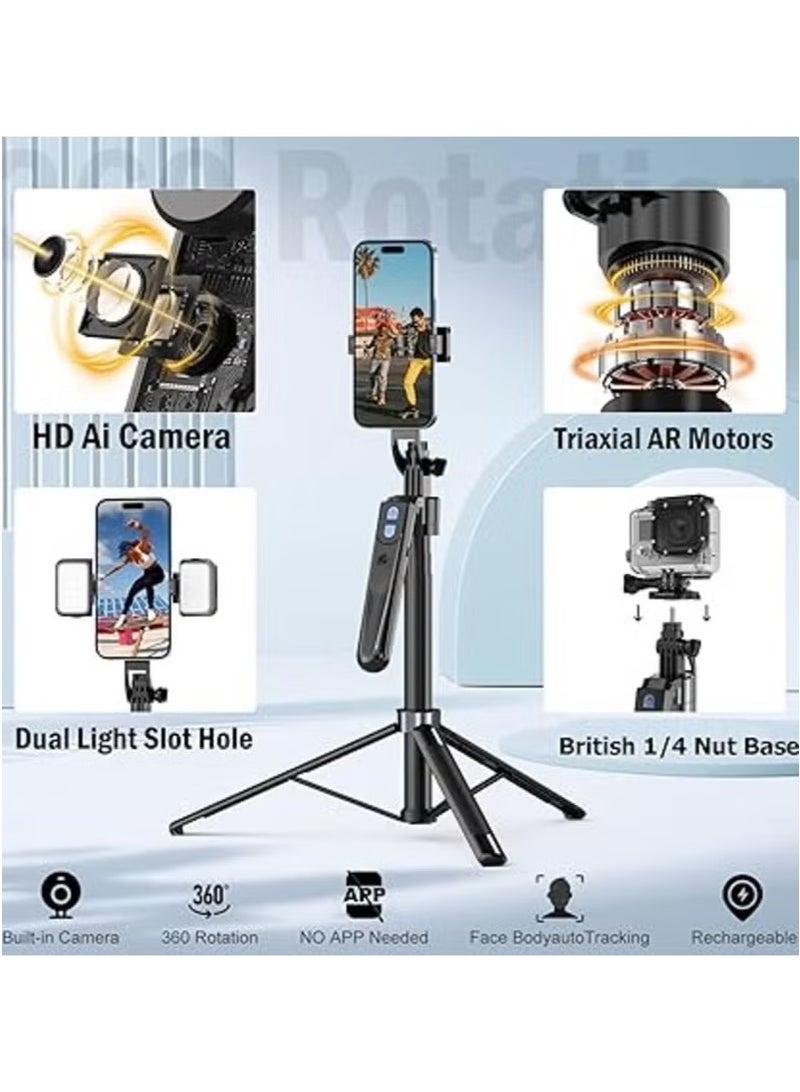 Selfie Tripod with Built-in Camera, Portable Tripod Stand for iPhone and Android, Foldable Selfie Stick with Camera, Adjustable Tripod for Photos and Videos, Lightweight Travel Tripod for Mobile Phones - Image 5