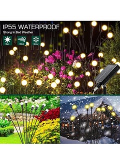 Solar Garden Light Solar lawn lights Garden lights LED wind firefly ground plug-in lights warm white 2pcs 16 lights  - Image 2