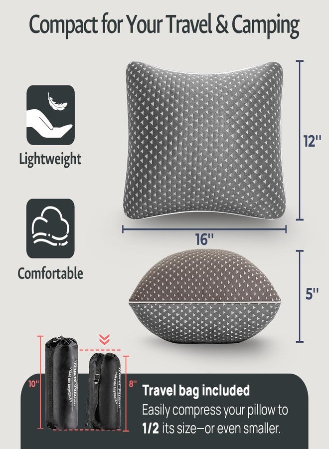 fulocean Small Cooling Memory Foam Travel Pillows for Airplanes, Compressible Camping Pillow, Adjustable Gel Shredded Foam Bed Pillow for Medium Firm Neck Knee Support, Ideal Sleeping,Car,Backpacking - Image 2