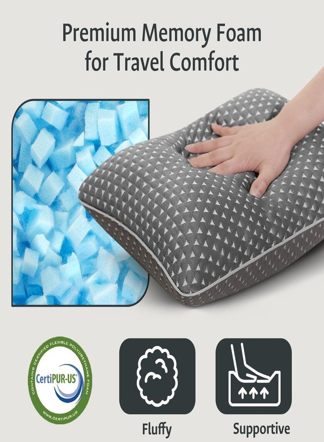 fulocean Small Cooling Memory Foam Travel Pillows for Airplanes, Compressible Camping Pillow, Adjustable Gel Shredded Foam Bed Pillow for Medium Firm Neck Knee Support, Ideal Sleeping,Car,Backpacking - Image 3