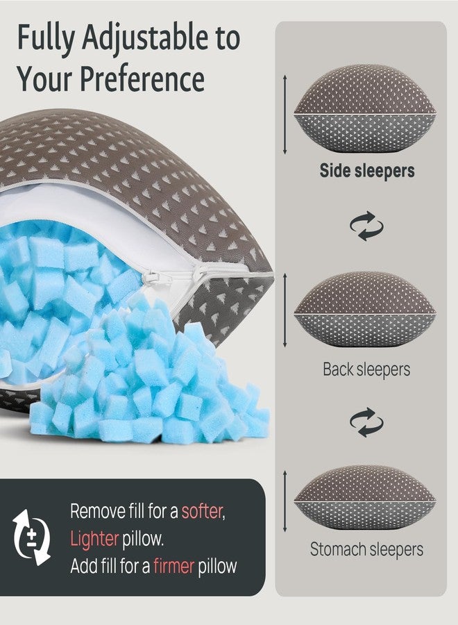 fulocean Small Cooling Memory Foam Travel Pillows for Airplanes, Compressible Camping Pillow, Adjustable Gel Shredded Foam Bed Pillow for Medium Firm Neck Knee Support, Ideal Sleeping,Car,Backpacking - Image 4