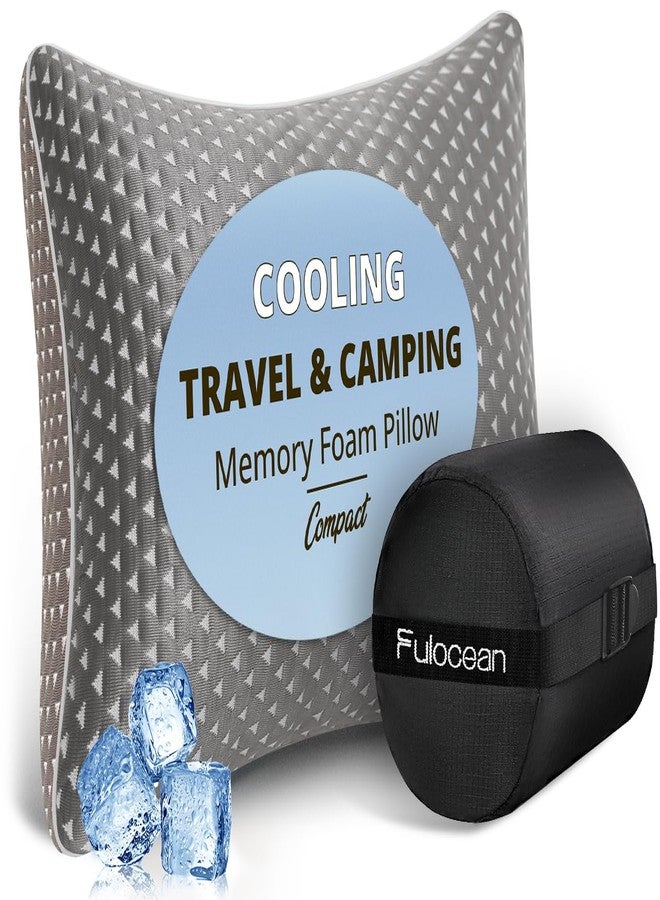 fulocean Small Cooling Memory Foam Travel Pillows for Airplanes, Compressible Camping Pillow, Adjustable Gel Shredded Foam Bed Pillow for Medium Firm Neck Knee Support, Ideal Sleeping,Car,Backpacking - Image 1