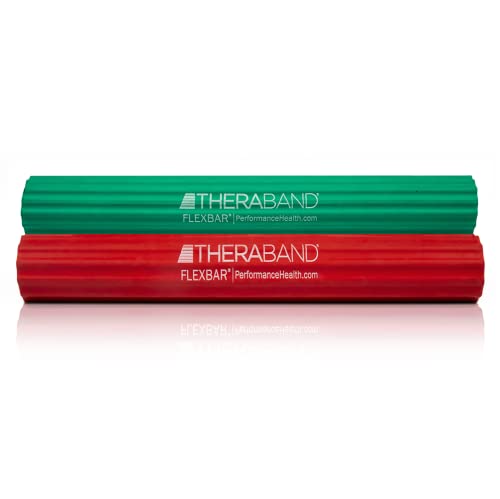 THERABAND FlexBar, 2 Pack, Red, Green, Therapy Twist Bar, Hand & Wrist Strength, Tennis & Golfer's Elbow, Tendonitis, Rehab Tool for Resistance Based Exercise, Grip Training and Pain Relief - Image 2