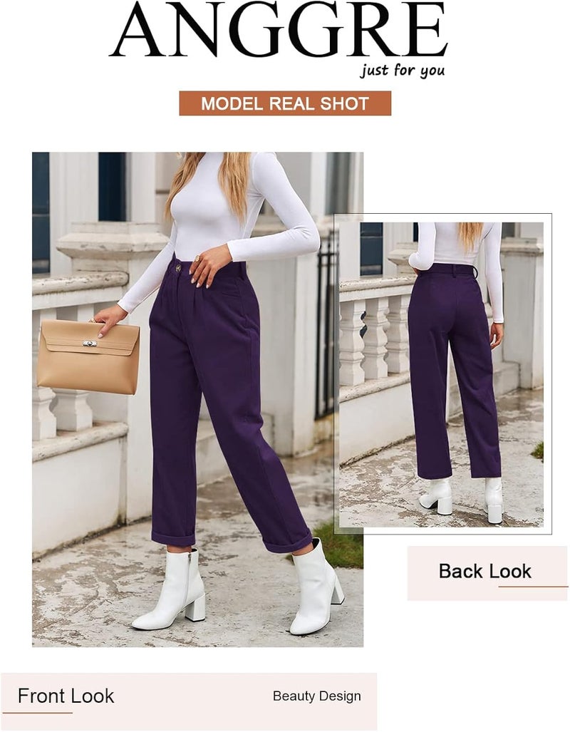 klarako Womens Casual High Waisted Corduroy Straight Leg Pants Loose Comfy Trousers with Pockets - Image 3