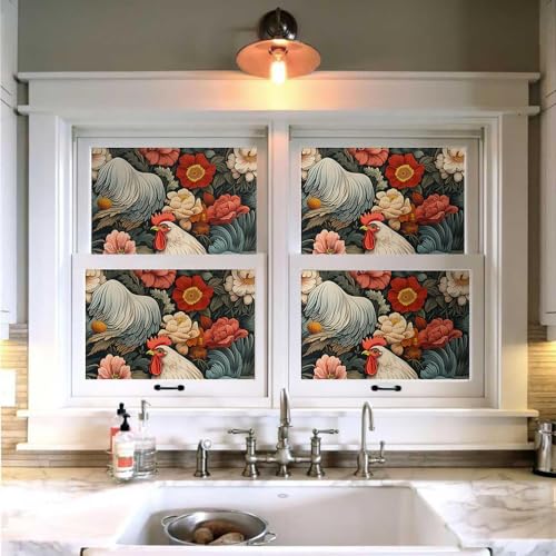 MuralPeel Rooster Flowers Red White Chicken Floral Peel and Stick Wallpaper Self Adhesive Removable Easy Peel Off Contact Paper Stick on Wall Paper for Bedroom Renter - Image 4