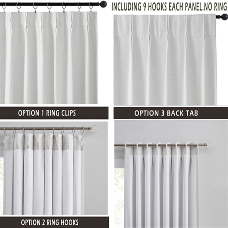 Kayne Studio White Full Blackout Linen Textured Pinch Pleated Curtains 84 inch Long for Living Room Thermal Insulating Pinch Pleated Drapes for Traverse Rod and Track 40"" x 84"" 9 Pin Hooks 1 Panel - Image 2