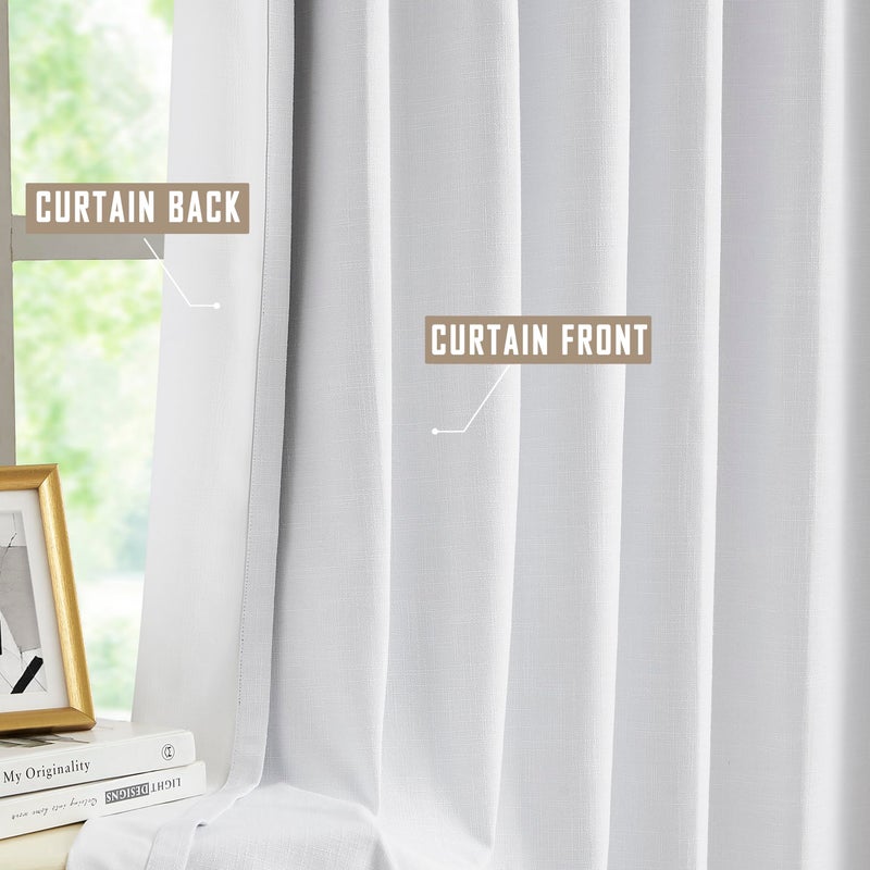 Kayne Studio White Full Blackout Linen Textured Pinch Pleated Curtains 84 inch Long for Living Room Thermal Insulating Pinch Pleated Drapes for Traverse Rod and Track 40"" x 84"" 9 Pin Hooks 1 Panel - Image 4