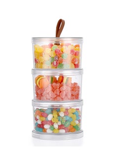 Decorative Round Storage Jars with Lids, 3 Tier Clear Stackable Snack Containers Candy Jar Bathroom Canister with Lid Candy Jar Biscuit Box Containers for Cookie, Dry Foods, Nuts, Coffee Bean