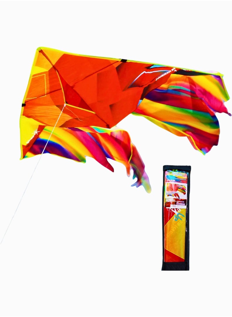 SHAPE UP Single line beach kite for kids & adults, kites for beginner with 1.6 meter strong kite string with winder handle, easy-to-fly lightweight sport & outdoor toys great for all ages - fire bird  - Image 1