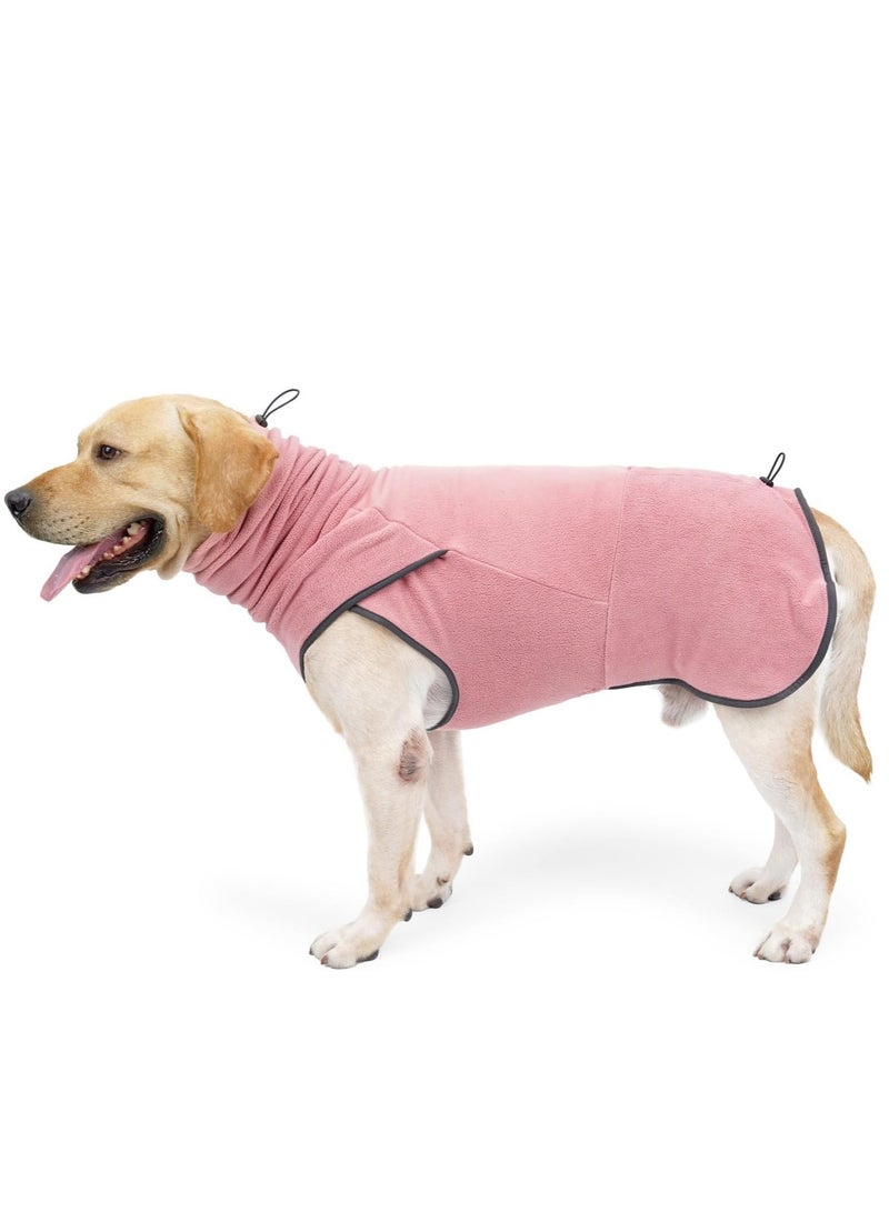 سويت شيرت كلب وردي مريح وبدلة ثلج - معطف شتوي دافئ من الفليس مع ياقة عالية للكلاب الصغيرة والمتوسطة والكبيرة - Image 1