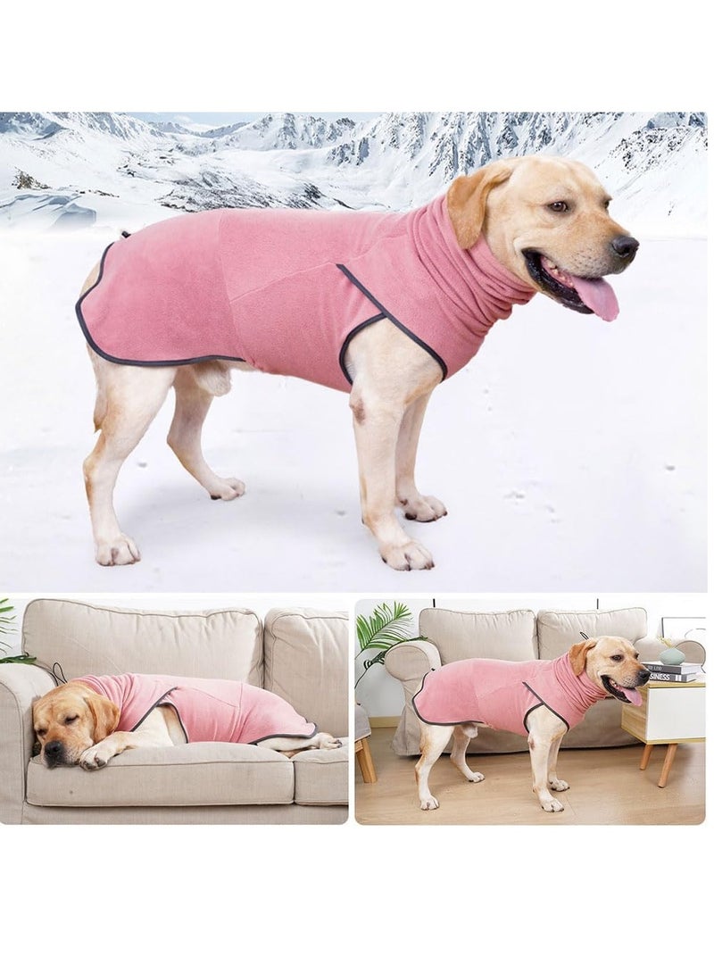 سويت شيرت كلب وردي مريح وبدلة ثلج - معطف شتوي دافئ من الفليس مع ياقة عالية للكلاب الصغيرة والمتوسطة والكبيرة - Image 3