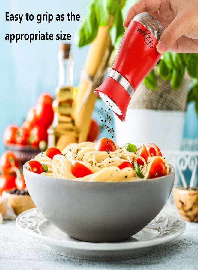 Tebery 4 Ounces Red Salt and Pepper Shakers Set, Elegant Stainless Steel with Glass Bottom - Image 5