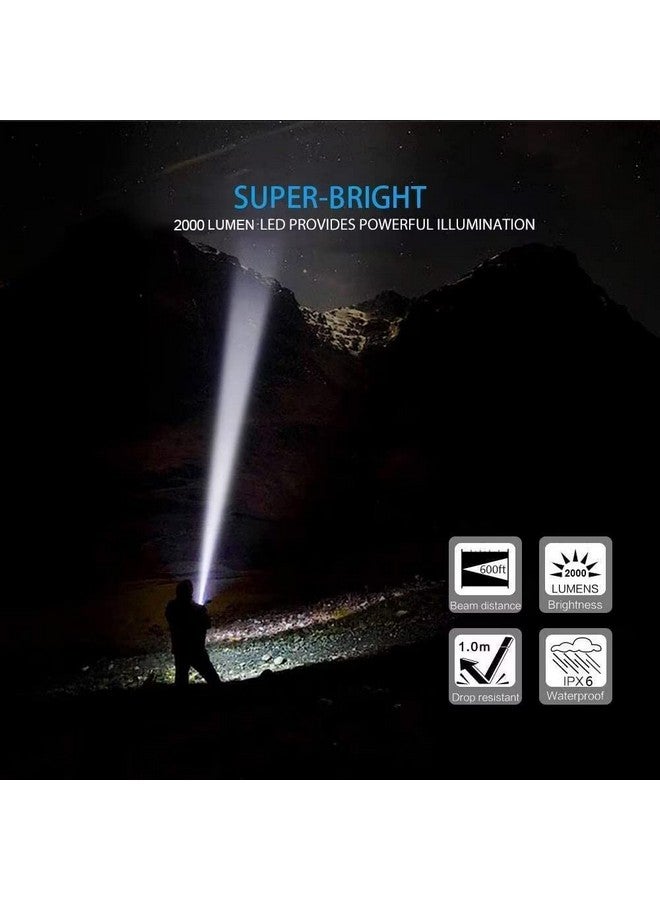 Hoxida LED Tactical Flashlight Rechargeable, IPX6 Waterproof Flashlight, 2000lm, Super Bright LED, Zoomable, Pocket-Size Small LED Flashlight for Hiking, Camping, Emergency - Image 1