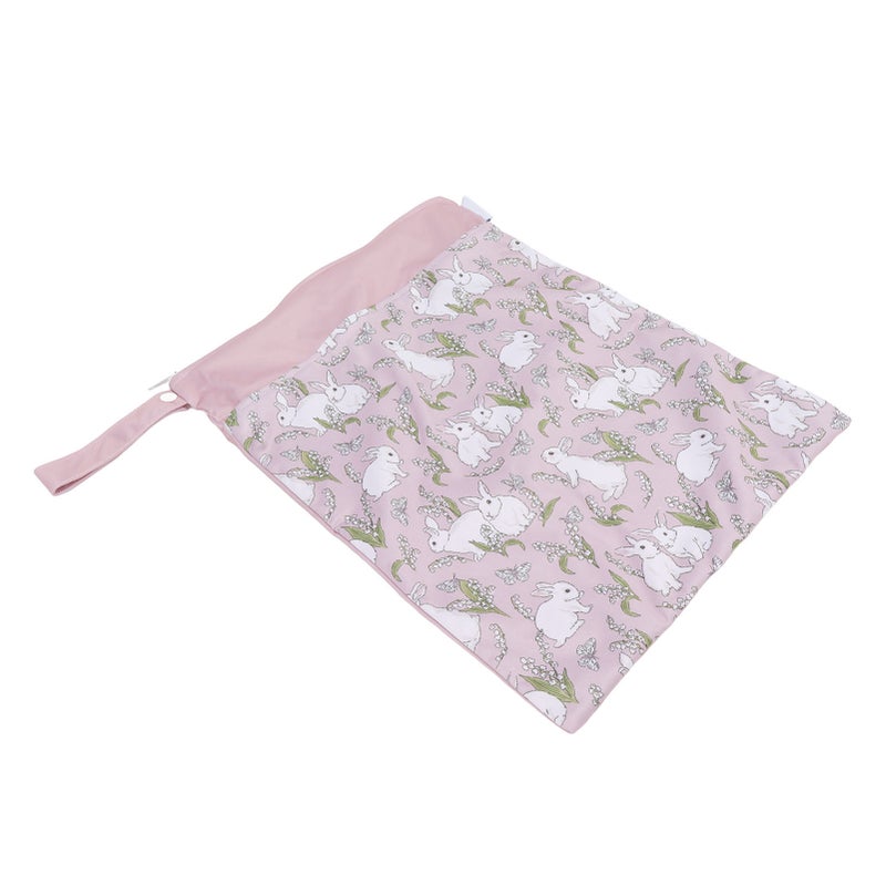 2pcs Hanging Diaper Bag Waterproof Double Pockets Zipper Closure Baby Clothes Storage Bag Rabbit - Image 2