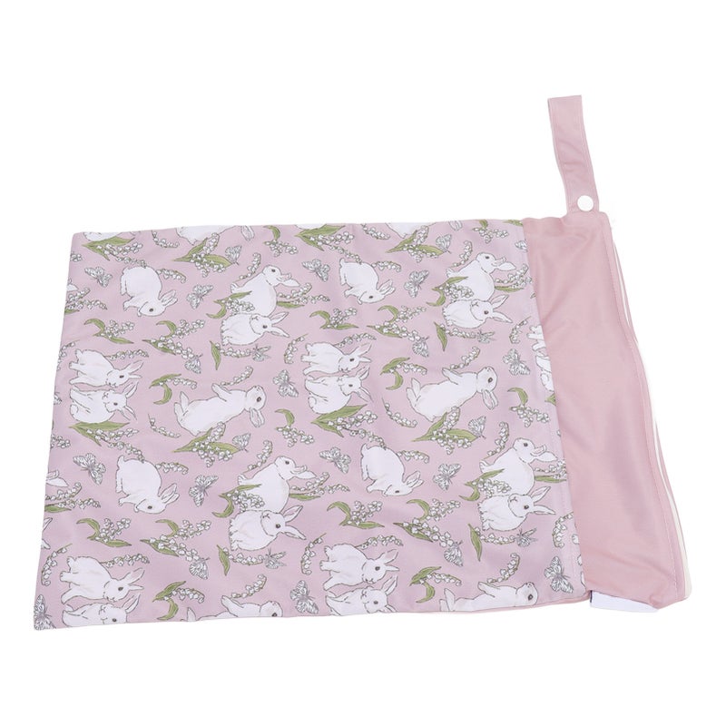 2pcs Hanging Diaper Bag Waterproof Double Pockets Zipper Closure Baby Clothes Storage Bag Rabbit - Image 3