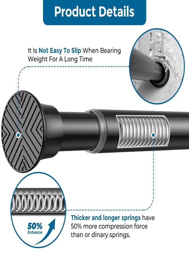 AIZESI Black Adjustable Tension Shower Curtain Rod, 31-77 Inch Spring No Drill Stainless Steel Shower Rods for Bathroom，Closet ，Window-Rust Resistant，Non-Slip - Image 4