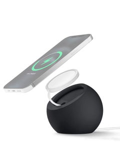 Silicone Pellet Magsafe Magnetic Charger Holder for iPhone 12 Series(Black)