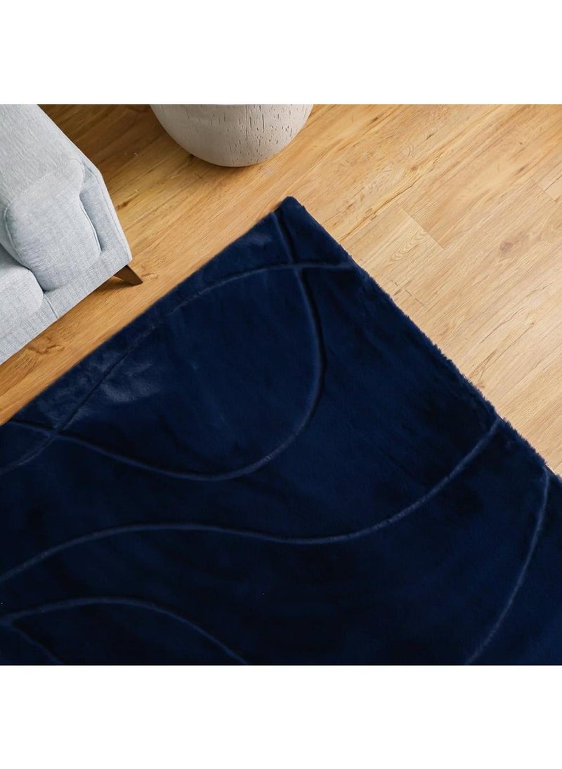 DANUBE HOME Textra Soft Fur Design Rug  Polyester Area Rug Floor Covering L300xW200cm-Blue  - Image 1