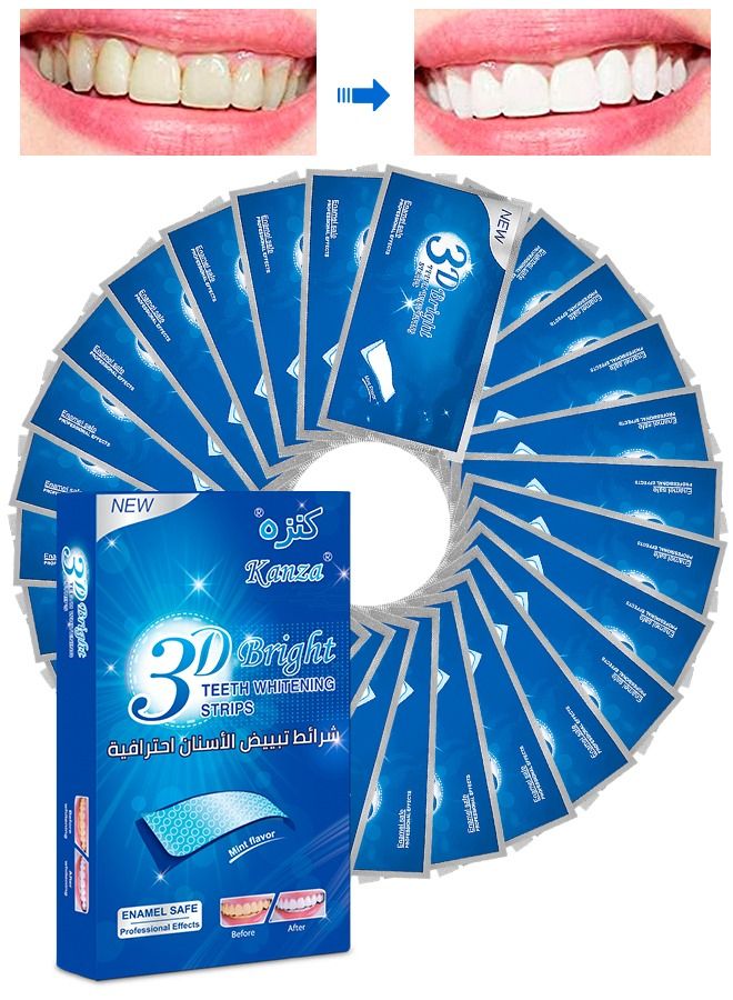 Kanza 56 Pcs 28 Pairs 3D Bright Teeth Whitening Strips Safe Formula 100% Genuine Branded PAP+ Teeth Whitening Strips 28 Treatments Professional Teeth Whitener for Teeth Enamel & Stains Removal | Unisex - Image 1