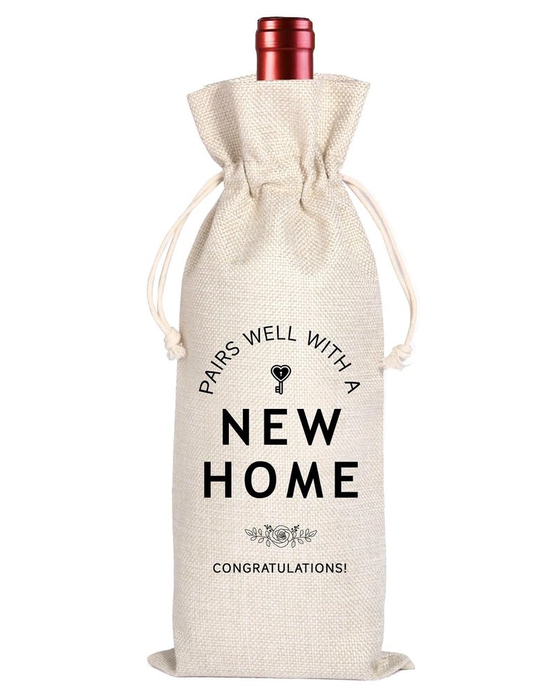 Maydvdv House Warming Gifts New Home GiftsHouse Homeowner GiftRealtor Gift to ClientsSweet Home CongratsHousewarming Party DecorationsWine Gift Bags for Women Men Friends Homeowner BeigeNew Home - Image 2