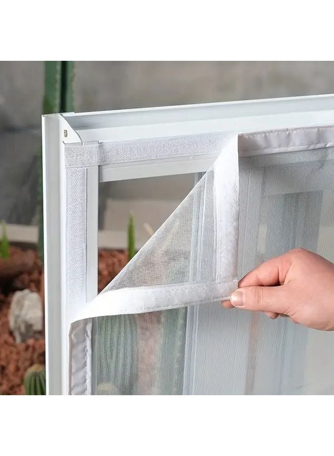 2pcs White Window Mosquito Net Ventilation Mesh Anti Dust Insect Screen With Hooks - Image 2