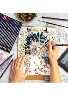 Y&D Colour Pencils 36 Professional Colored Pencil Set log art painting student brush for Kids Artist and Beginners Drawing Sketching Painting Coloring Book  - Image 2