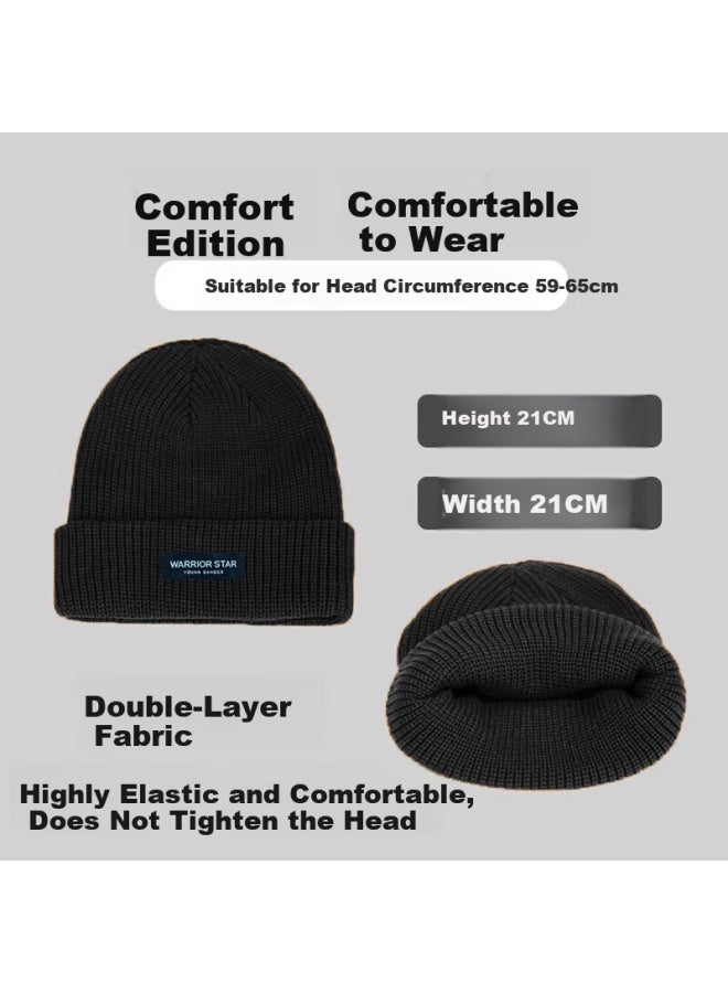 Pull Back Warrior Men's Wool Knit Hat Winter Warm Thickened Head Cover Outdoor Cycling Cold Protection Ear Hat - Image 1