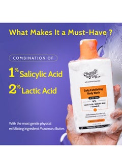 Chemist at Play Exfoliating Body Wash 473Ml | 4% (Salicylic Acid, Vitamin E And Lactic Acid) | Paraben & Sls Free | Gentle Exfoliating Shower Gel | Removes Tan| Prevents Dry, Rough, Bumpy Skin | Men & Women  - Image 3