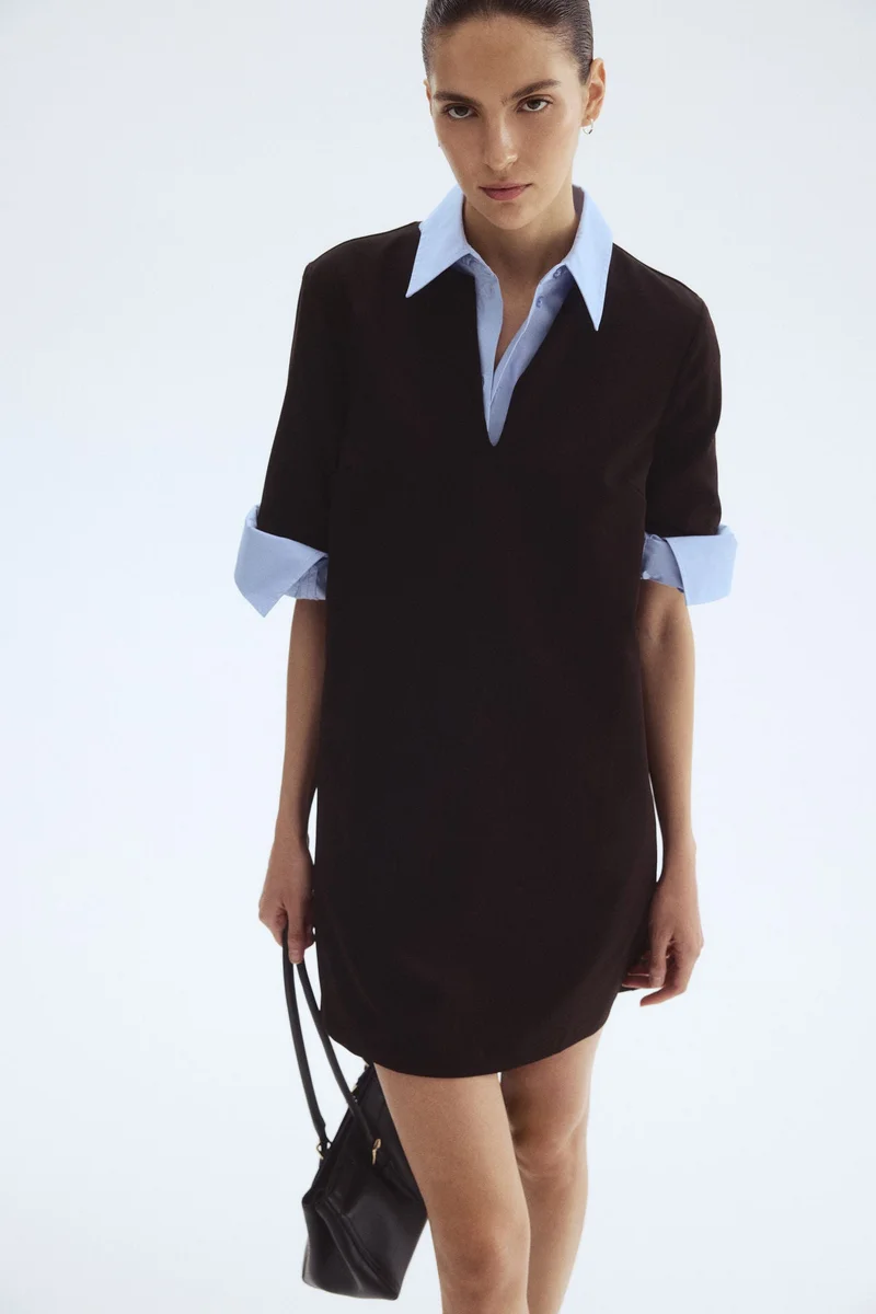 اتش اند ام فستان بأكمام قصيرة