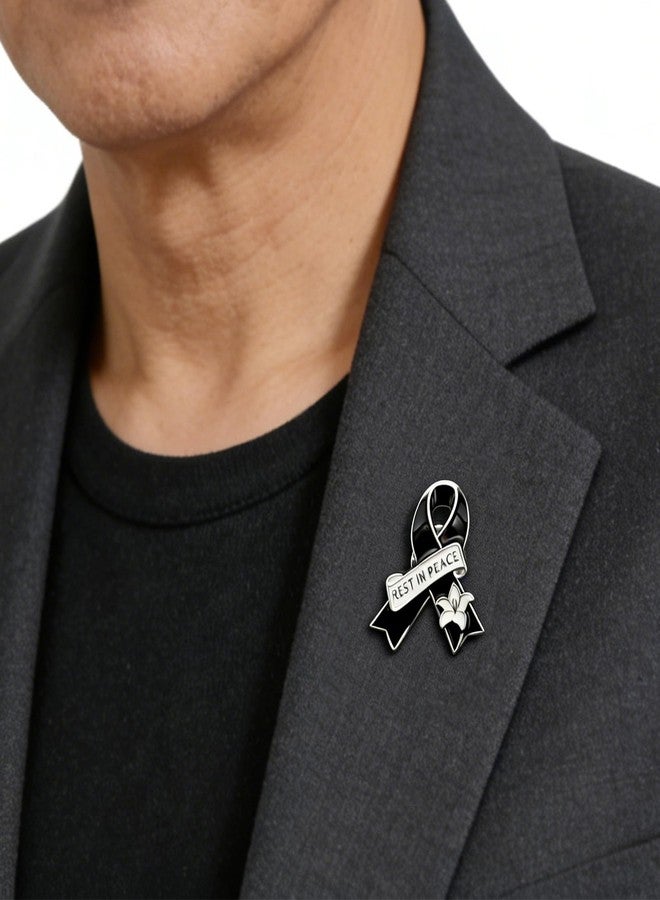 KWOYOS Rest in Peace Memorial Pins, Funeral Memorial Pin Bottons, Ribbon Shape Pins Brooch Decor for Funeral, 20 Pieces - Image 4
