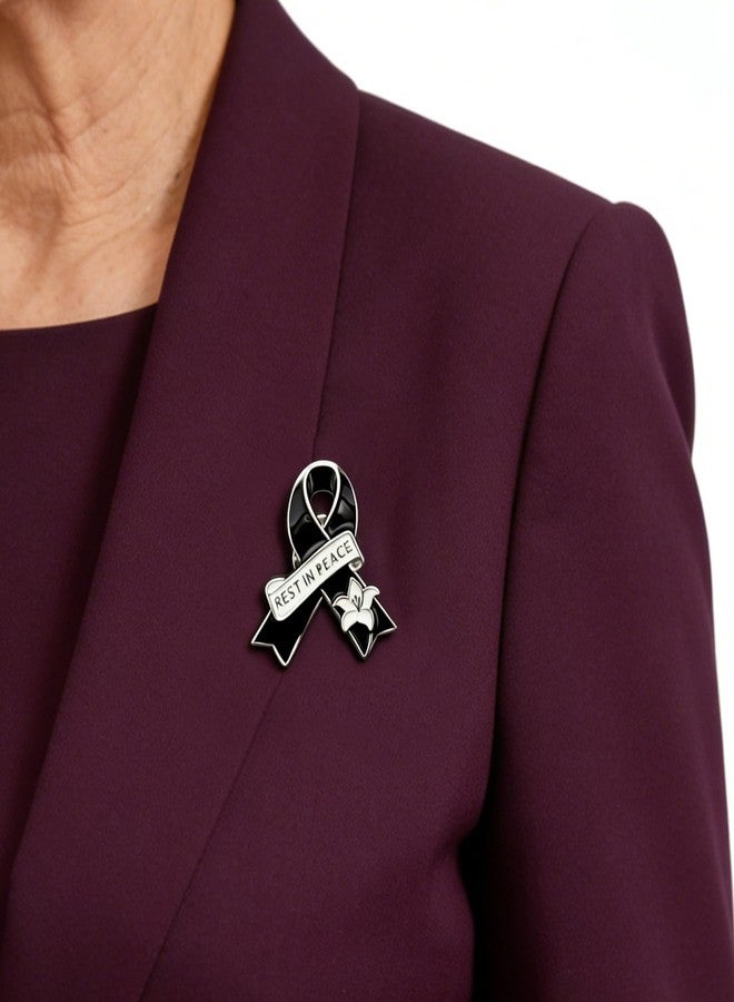 KWOYOS Rest in Peace Memorial Pins, Funeral Memorial Pin Bottons, Ribbon Shape Pins Brooch Decor for Funeral, 20 Pieces - Image 3