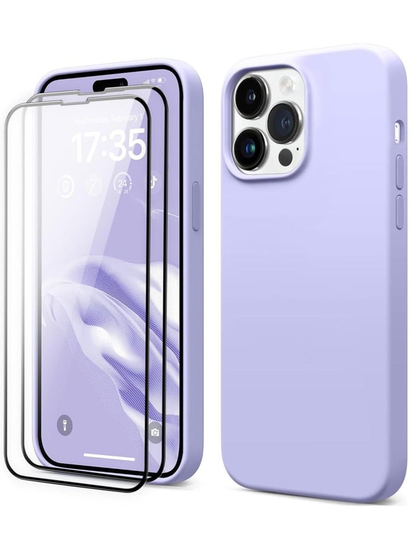 SHOPI [3-in-1] iPhone 15 Plus Case Bundle – Purple Premium Liquid Silicone Shockproof Cover with 9H Tempered Glass Screen Protector - Image 1