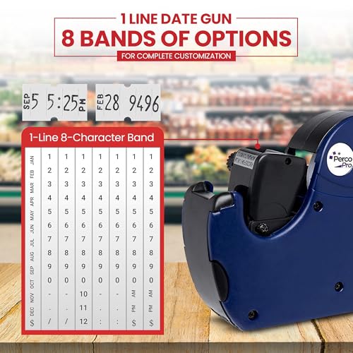 Perco Pro 1 Line Date Label Gun Kit, Includes 8 Digits Date Gun Labeler, 10,000 Plain White Labels, and Preloaded Inker - Image 3
