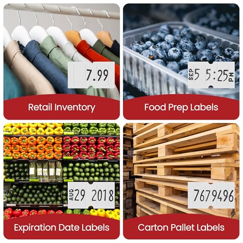 Perco Pro 1 Line Date Label Gun Kit, Includes 8 Digits Date Gun Labeler, 10,000 Plain White Labels, and Preloaded Inker - Image 5