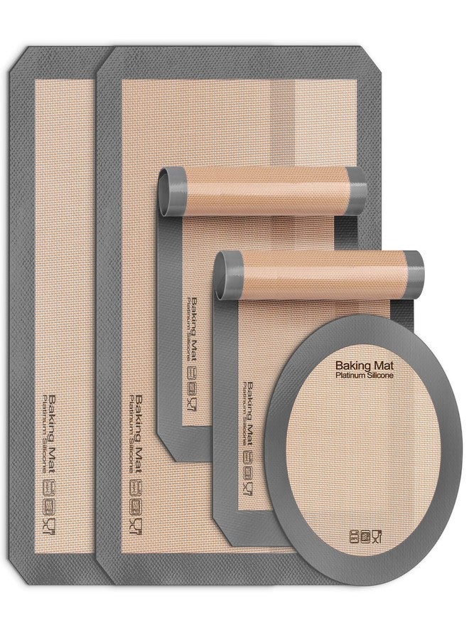 Sopito Silicone Baking Mat - Best Platinum Silicone - Sopito Non-Stick Reusable, Food Safe Baking Mat, 5Pcs Set of 2 Half Sheet Size & 2 Quarter Baking Sheets and 1 9'' Pizza Mat, Grey - Image 1