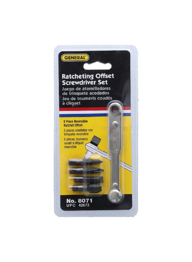 general 5-Piece Ratcheting Offset Screwdriver Set Silver and Black 1.524 x 17.526 x 8.382 cm 8071