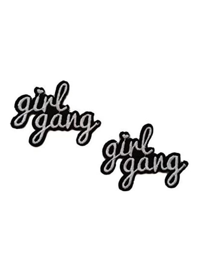 NIBEMINENT 2-Piece Girl Gang Embroidered Patch Black/Grey