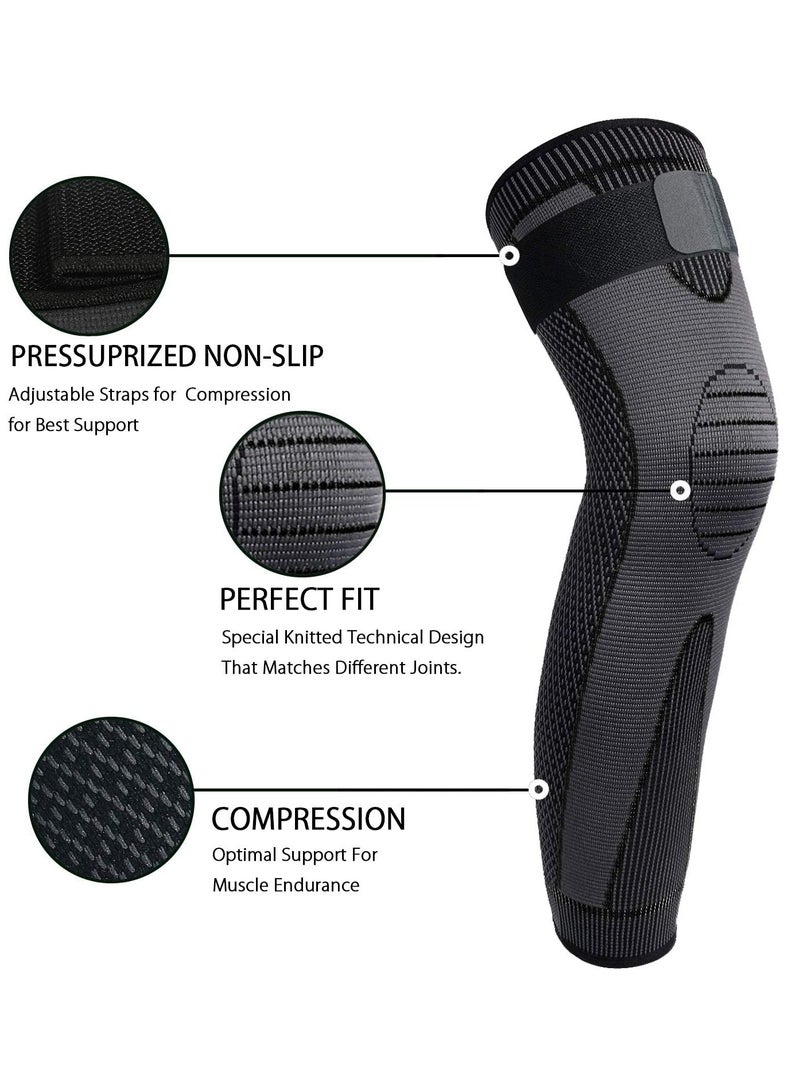 Generic 1Pair Leg Compression Sleeve Full Leg,Long/Short/Self-Heating Knee Brace for Men Women Knee Support Protector for Running,Weightlifting, Workout and other Sport  - Image 2