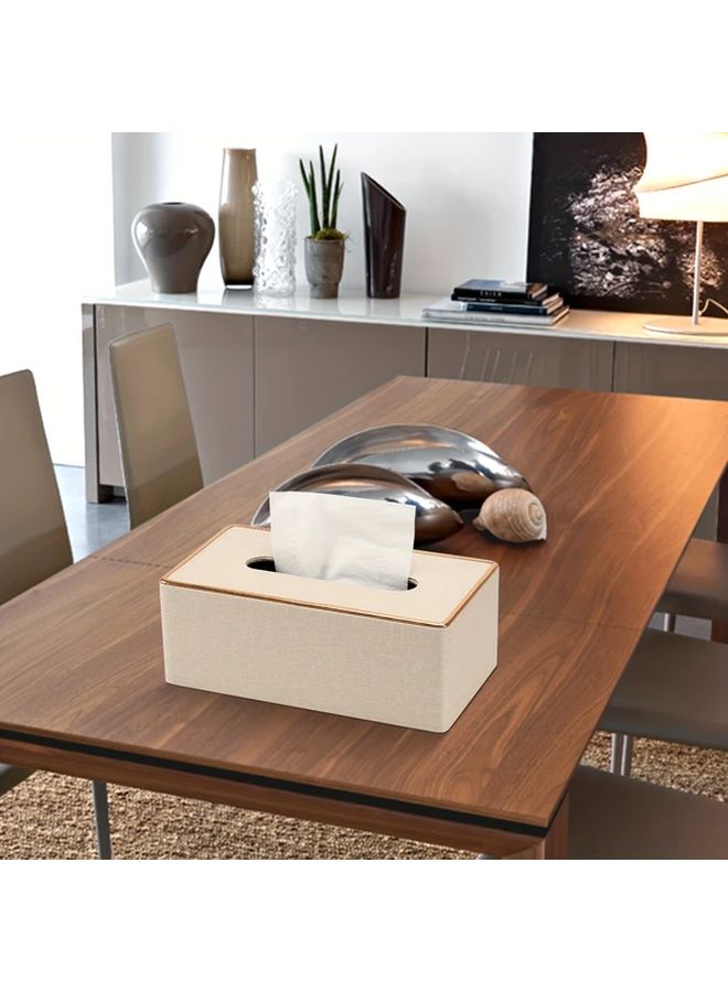 White Faux Leather Tissue Box Holder Rectangular Bathroom Home Desk Decor - Image 5