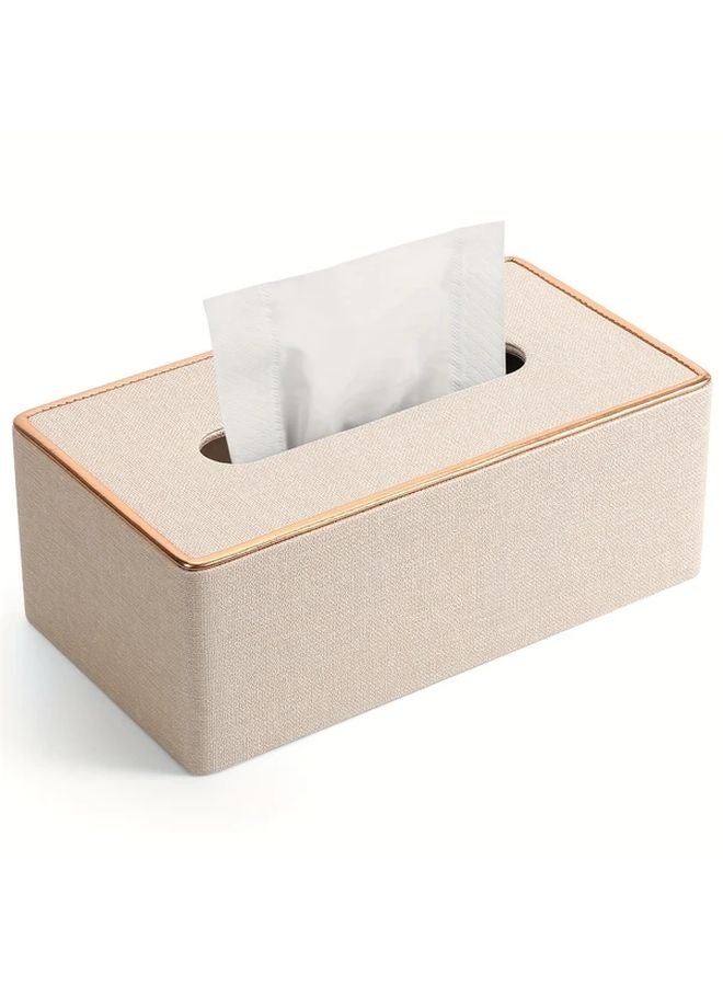 White Faux Leather Tissue Box Holder Rectangular Bathroom Home Desk Decor - Image 3
