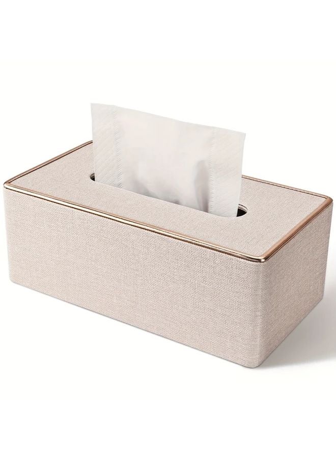 White Faux Leather Tissue Box Holder Rectangular Bathroom Home Desk Decor - Image 1