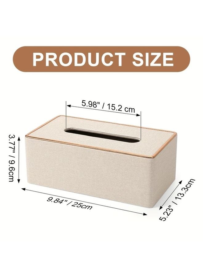 White Faux Leather Tissue Box Holder Rectangular Bathroom Home Desk Decor - Image 4